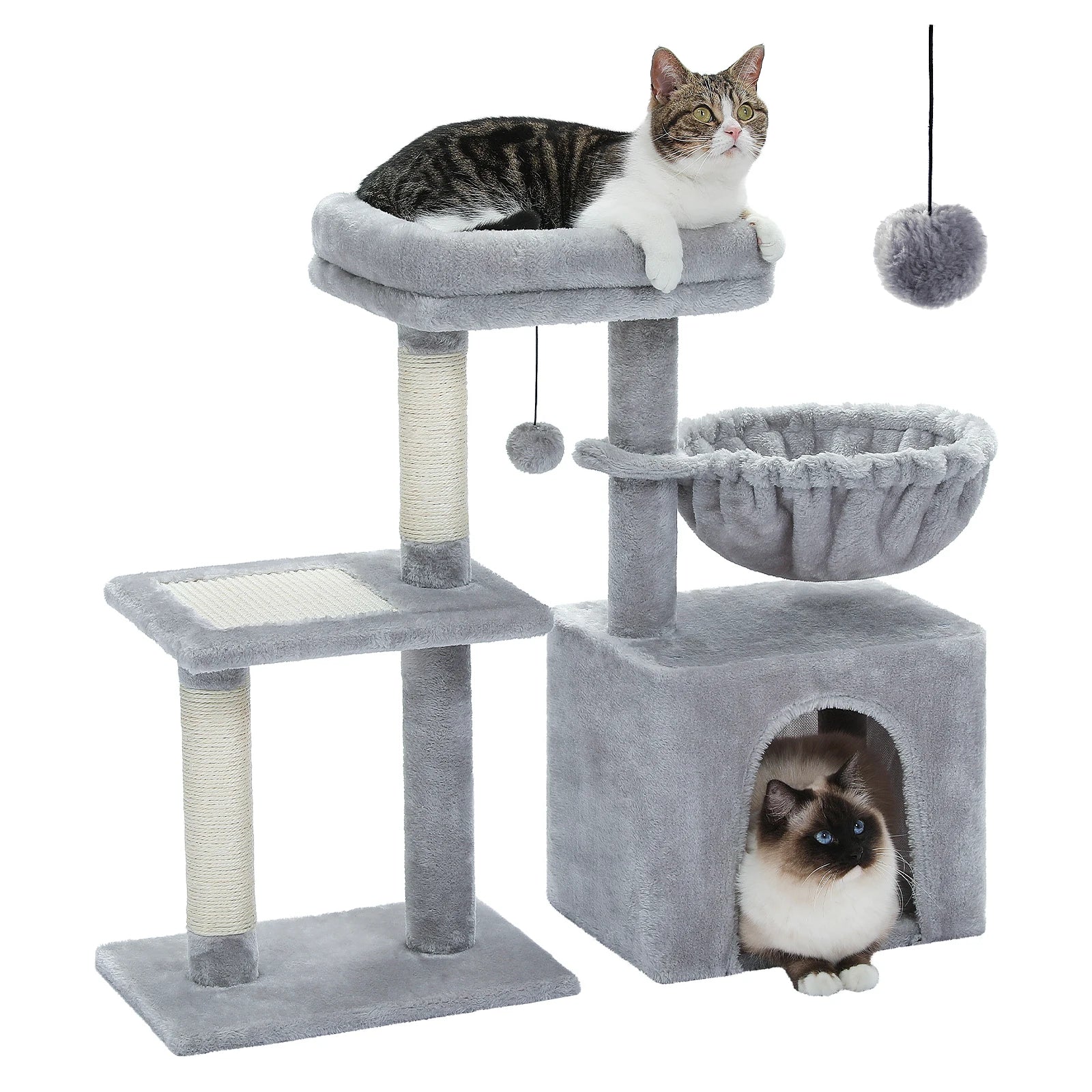 Cat Tree Cat Tower for Indoor Cats with Cat Scratching Posts Big and Removable Top Perch Grey