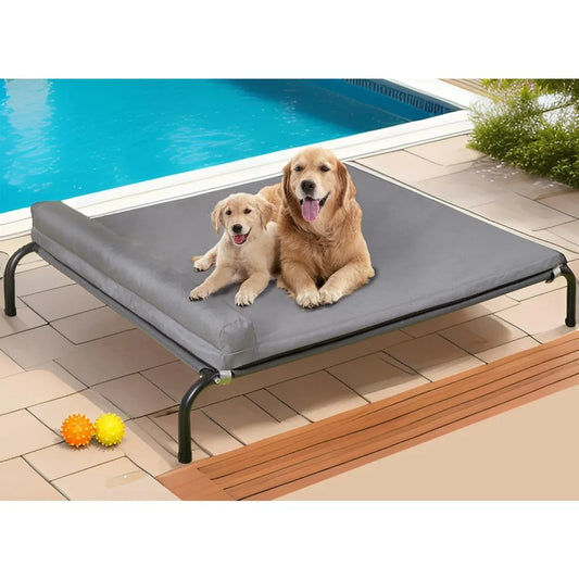 Cooling Bolster Elevated Dog Bed – Waterproof & Washable Raised Pet Cot for Indoor/Outdoor Comfort