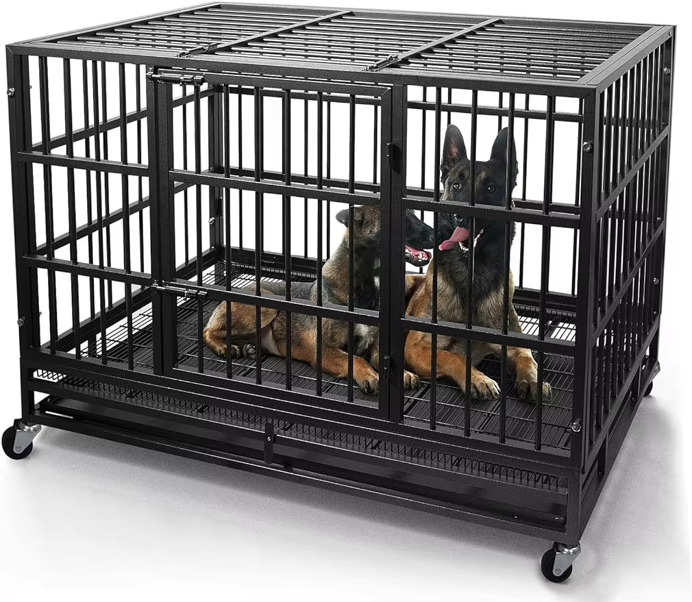 WOKEEN 48/38 Inch Heavy Duty Dog Crate Cage Kennel with Wheels