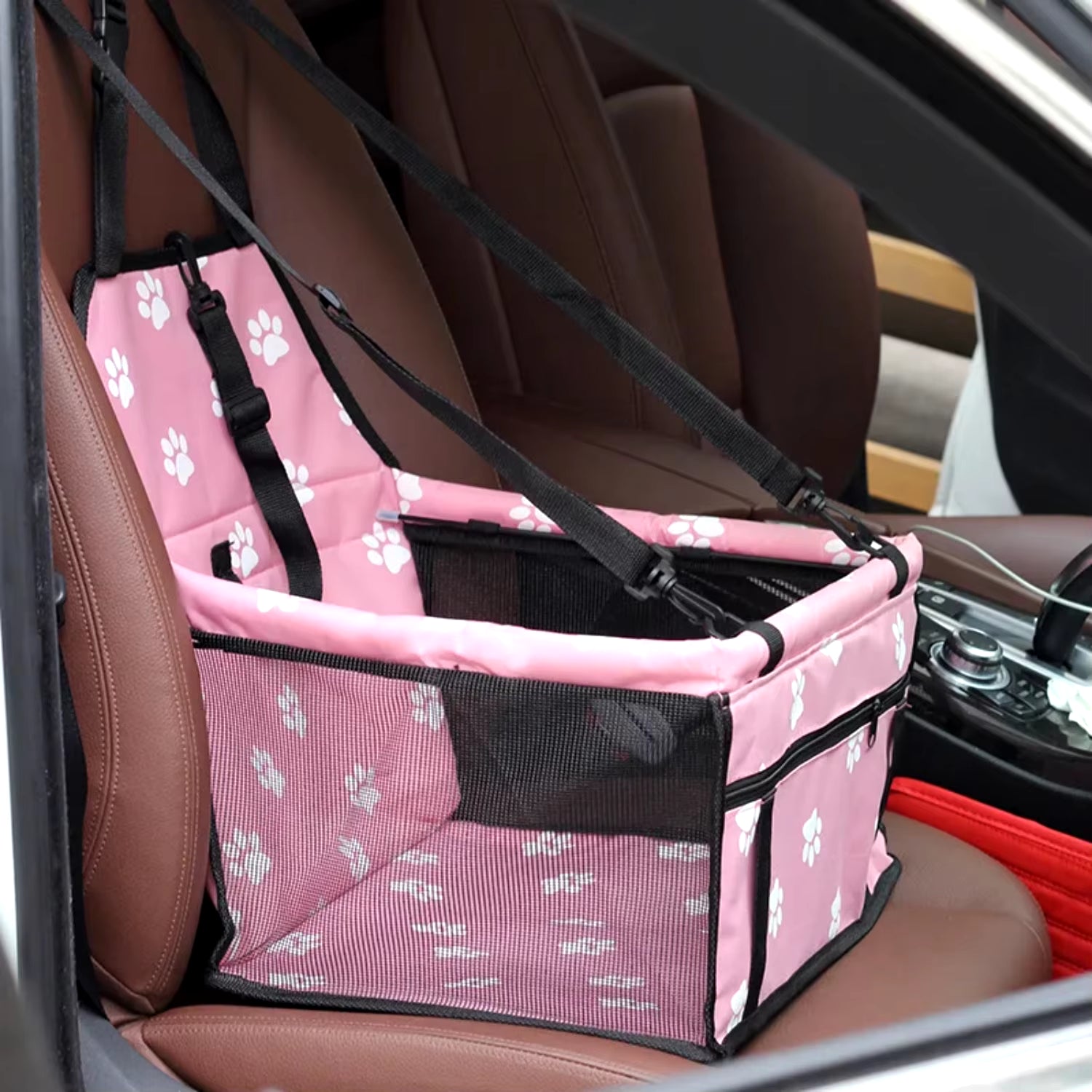 Foldable Waterproof Pet Car Carrier - Safety Travel Bag for Small Dogs & Cats