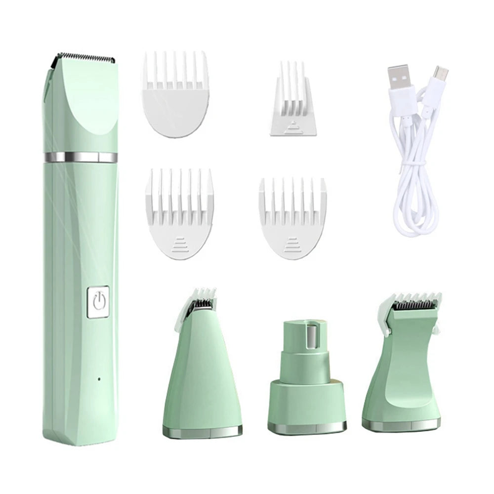 4-in-1 Pet Grooming Kit – Electric Hair Clipper, Trimmer & Nail Grinder for Dogs & Cats