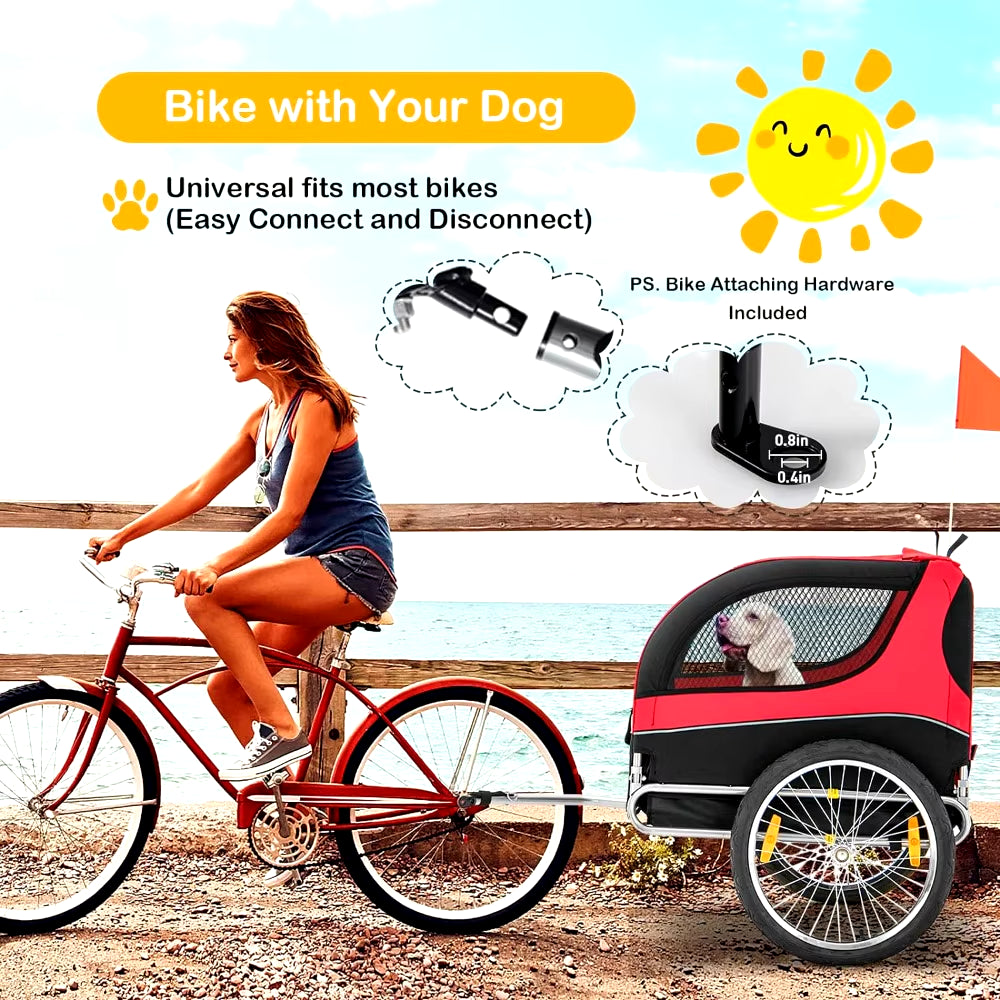 Dog Bike Carrier Trailer with 3 Doors, Aluminum Wheels – Pet Cargo Cart & Cycle Wagon