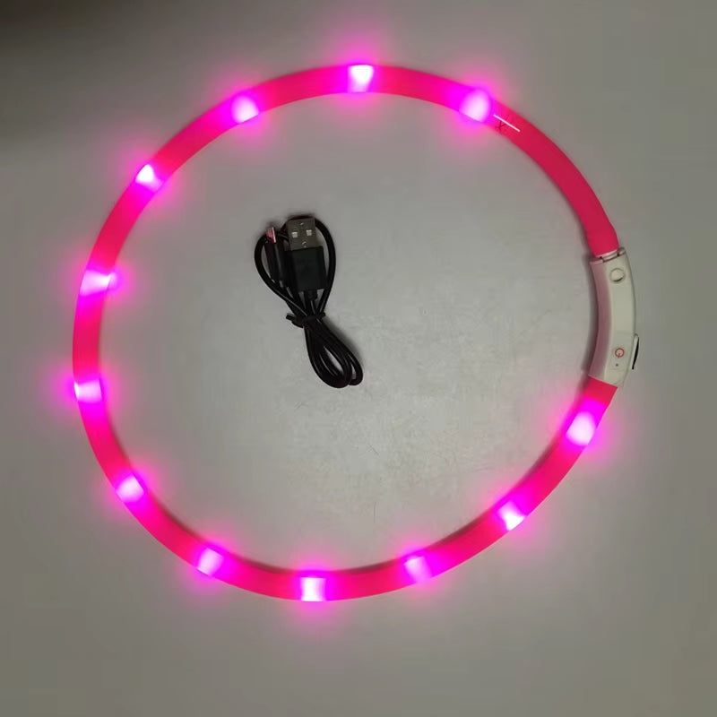 LED Dog Collar - USB Rechargeable, Adjustable Night Safety Flashing Light Necklace