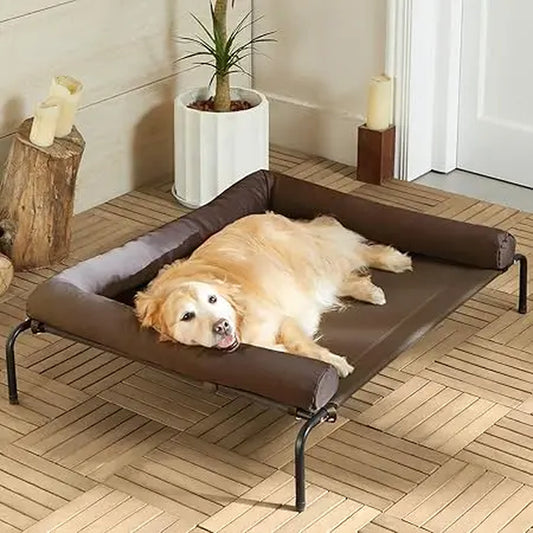 Large Chew-Proof Elevated Cooling Dog Bed - Portable Raised Cot for Outdoor Use