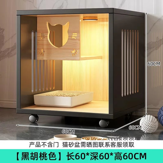 Solid Wood Cat Villa – Luxury Indoor Cage with Spacious Design, Kitten House & Pet Cabinet