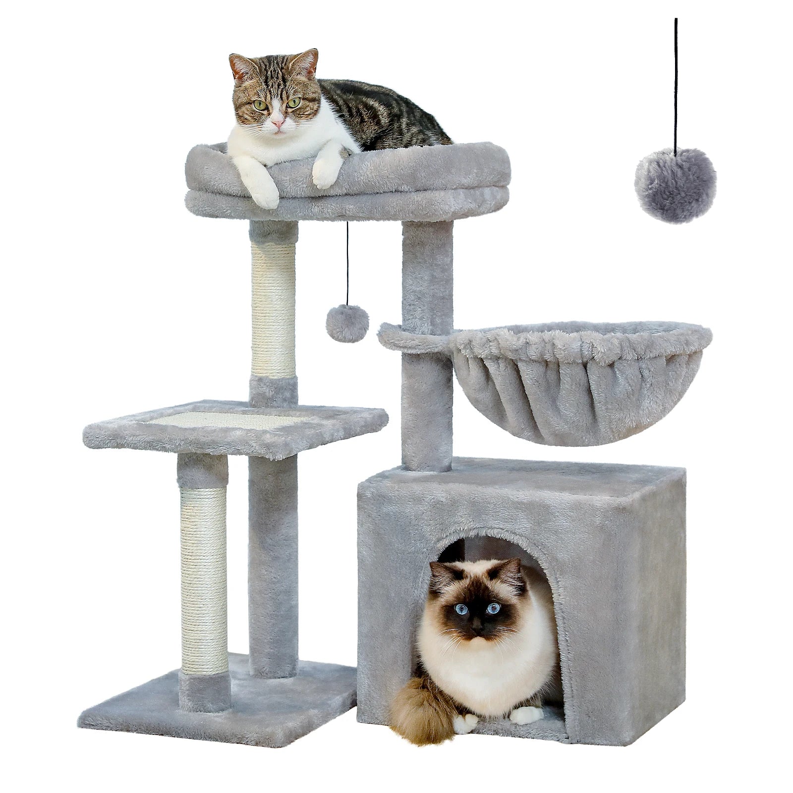 Cat Tree Cat Tower for Indoor Cats with Cat Scratching Posts Big and Removable Top Perch Grey