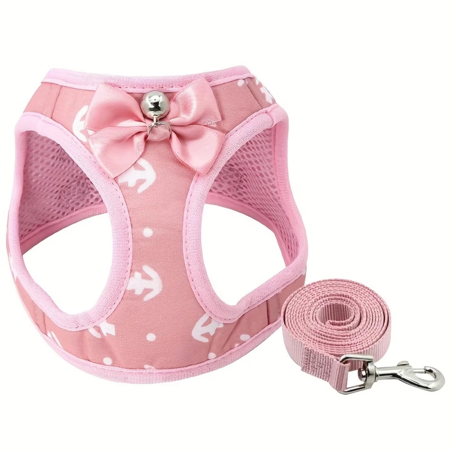 Adjustable No-Pull Dog Harness with Leash Set - Step-In Vest for Small to Medium Dogs & Cats - Pink