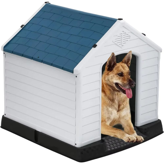 Durable Ventilated Waterproof Dog House for All Sizes | Indoor & Outdoor Insulated Plastic Pet Shelter