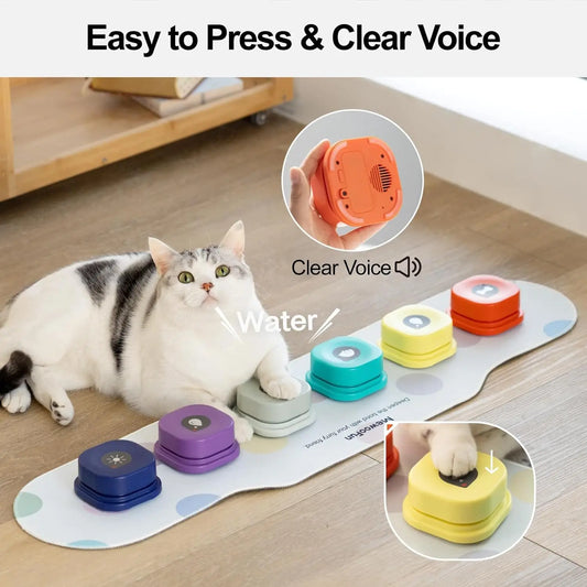 Recordable Dog Training Buttons - Voice Recording Pet Communication Toy with Mat