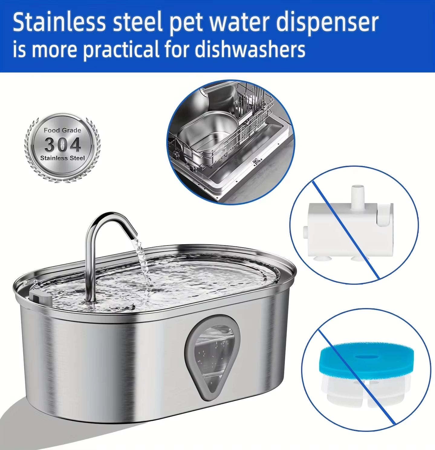 3.5L Automatic Cat Water Fountain – Stainless Steel, LED-Lit, Large Capacity Dispenser