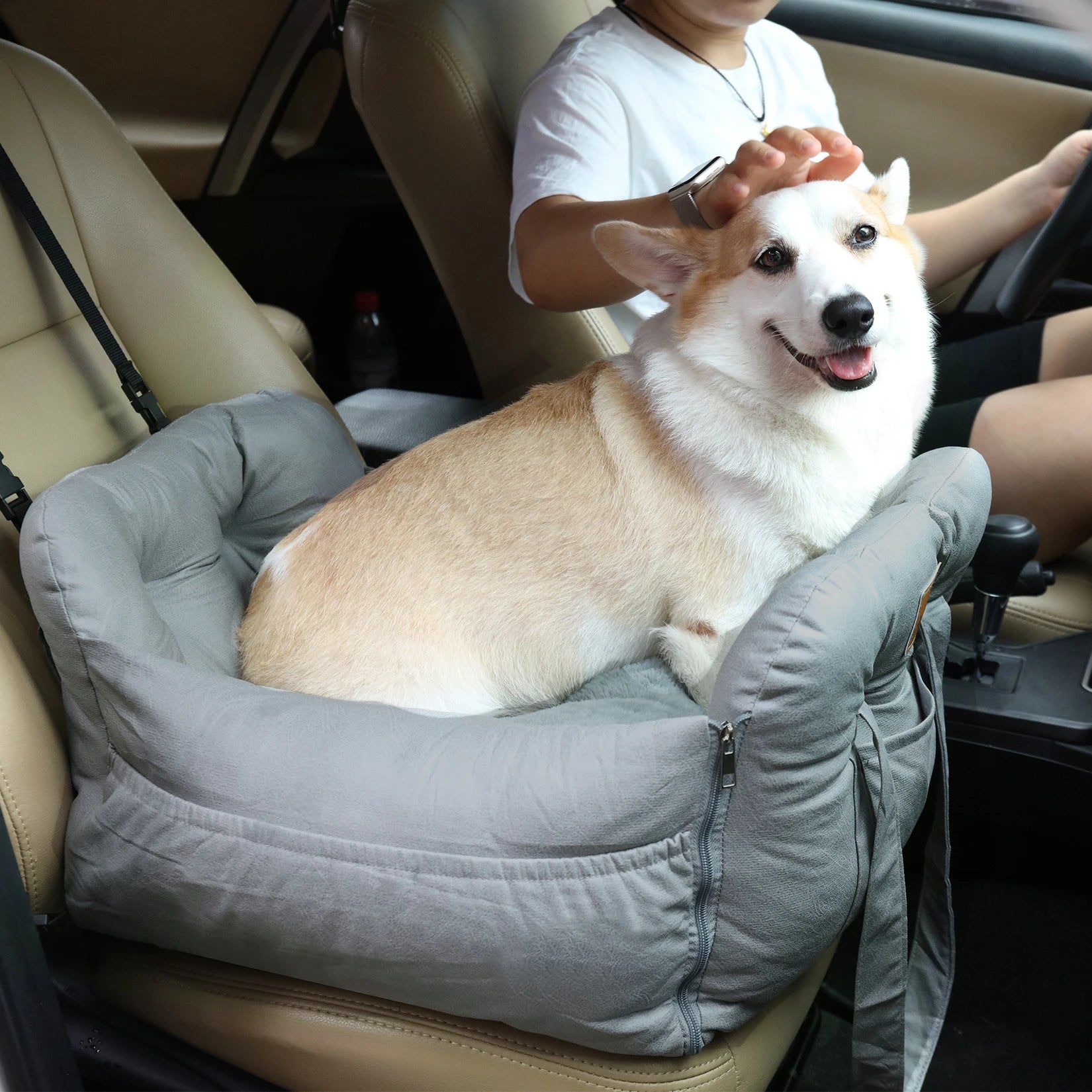 Dog Car Seat with Safety Belt with Nest Washable Cushion 