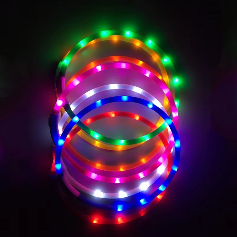 LED Dog Collar - USB Rechargeable, Adjustable Night Safety Flashing Light Necklace