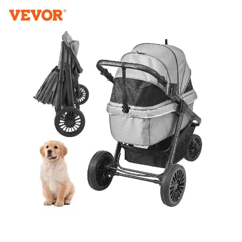 Pet Stroller Carrier Dog Cat Strollers Lightweight Travel Rotate with Brakes Pet Pad Cup Holder for Puppy Dog Accessories