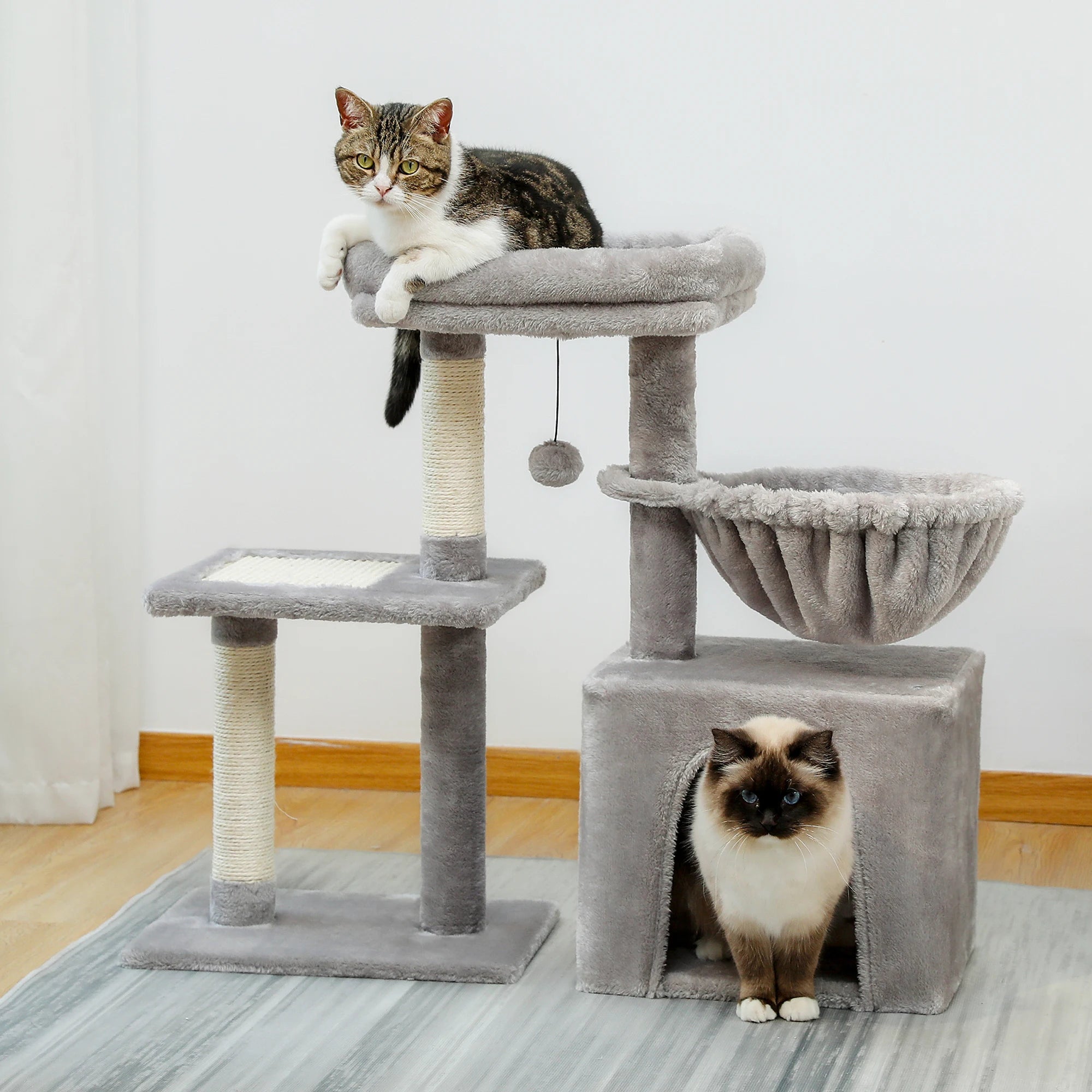 Cat Tree Cat Tower for Indoor Cats with Cat Scratching Posts Big and Removable Top Perch Grey