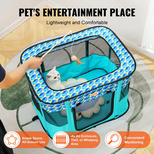 Portable Foldable Pet Playpen Tent Crate Kennel Waterproof Puppy Shelter for Dog Cat for Indoor Outdoor Travel Camping